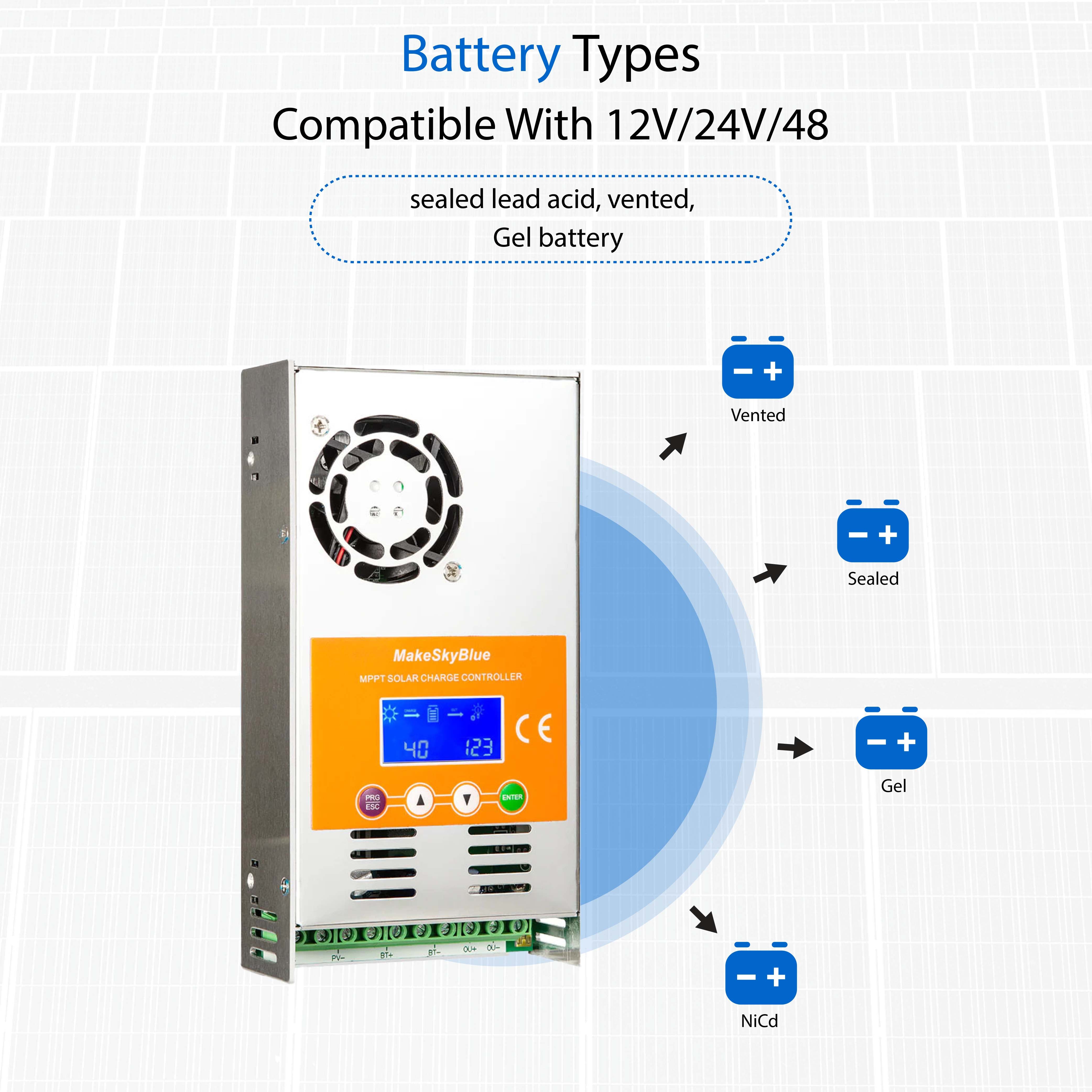 40A 12V 24V 48V Wifi MPPT Solar Charge Controller  for Lead-acid Battery