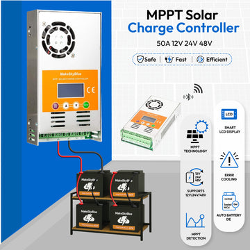 ตัวควบคุมการชาร์จพลังงานแสงอาทิตย์ 50A MPPT พร้อม WIFI