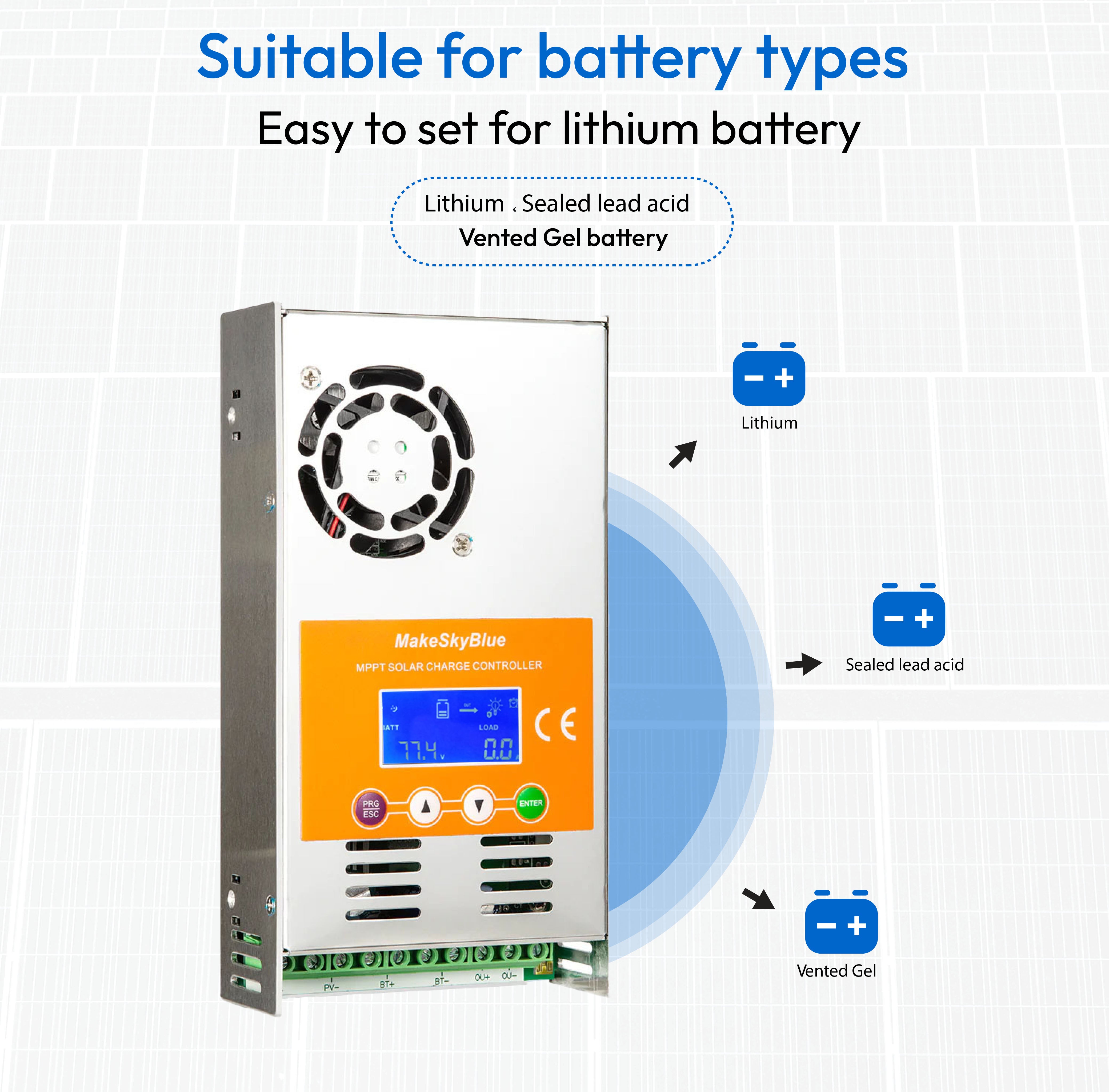 72V 50A Wifi MPPT Solar Charge Controller for 3600W PV Solar Panels