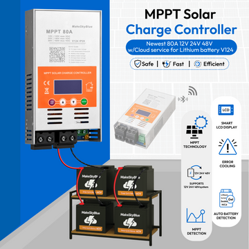 Newest 80A 12V 24V 48V Wifi MPPT Solar Charge Controller V124 for Lead-acid battery or Lithium battery