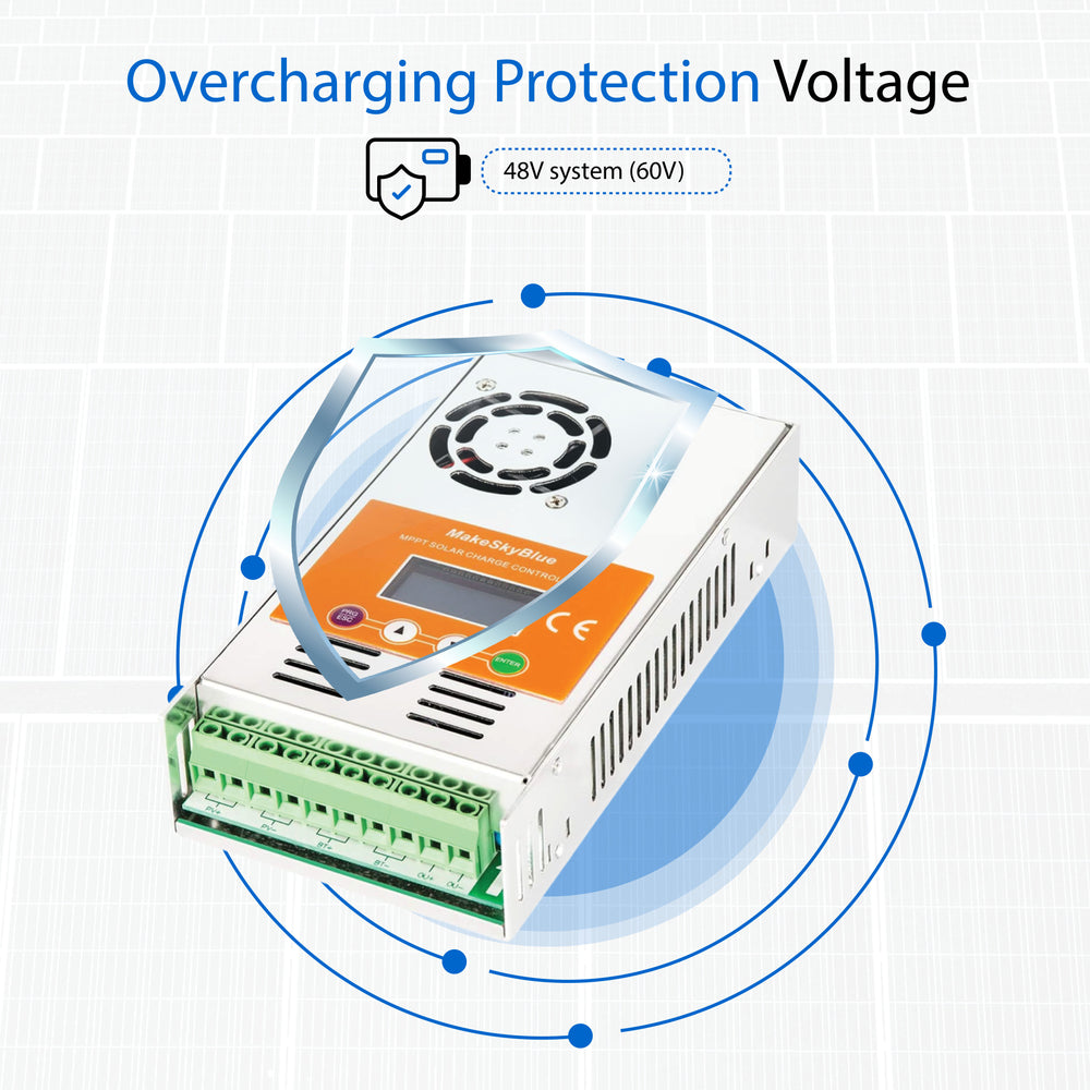 60A 48V MPPT Solar Charge Controller for 48V Li-NMC and LifePO4 Lithium battery V125 PV Start ON&BMS Activation