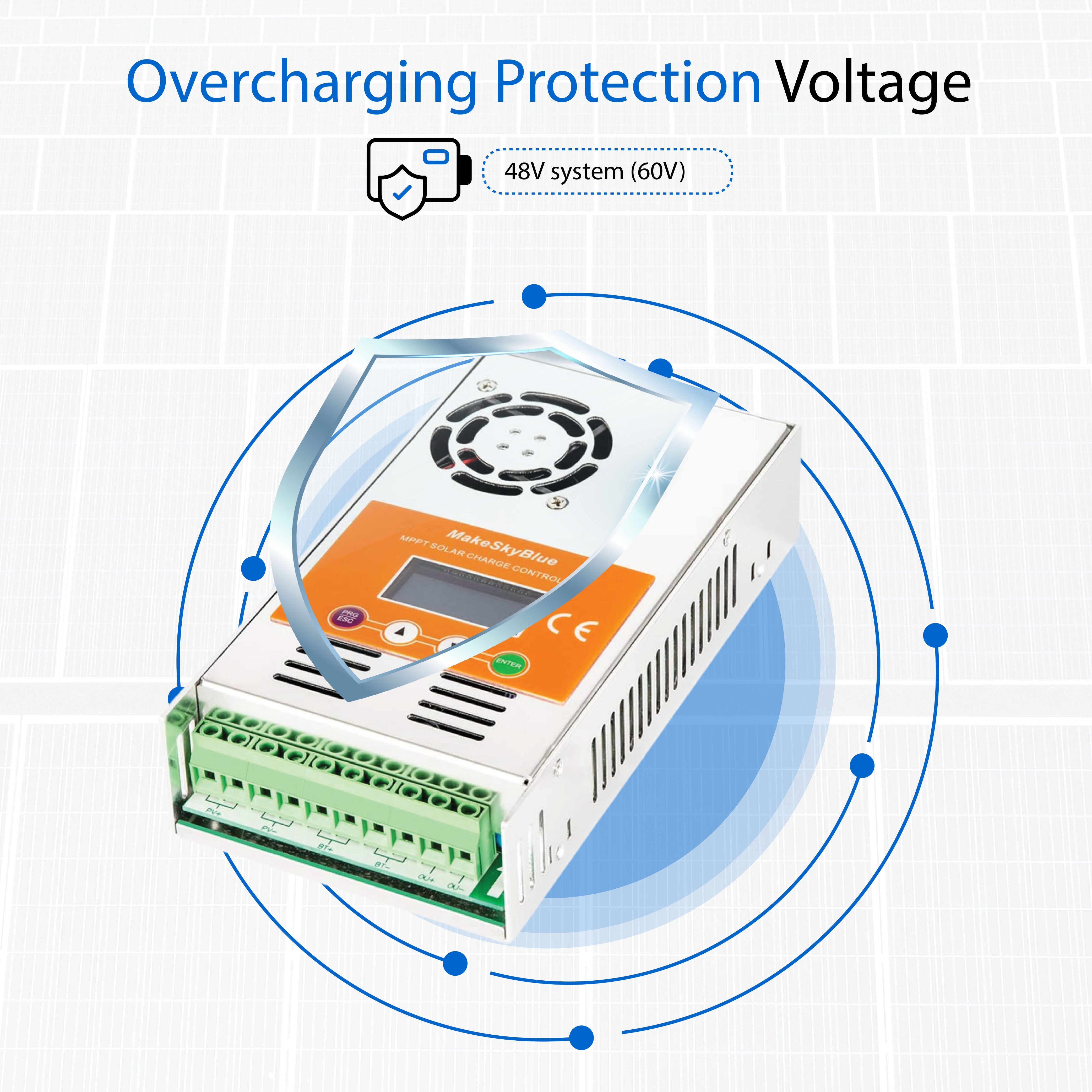 60A 48V MPPT Solar Charge Controller for 48V Li-NMC and LifePO4 Lithium battery V125 PV Start ON&BMS Activation