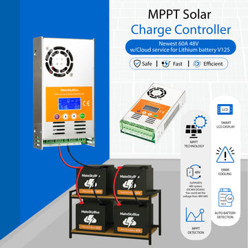 Newest 60A 48V MPPT Solar Charge Controller w/Cloud service for Lithium battery V125