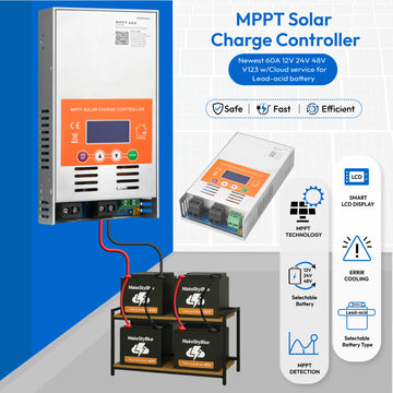 Newest 60A 12V 24V 48V MPPT Solar Charge Controller V123 w/Cloud service for Lead-acid battery