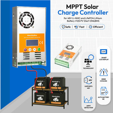30A 48V MPPT Solar Charge Controller for 48V Li-NMC and LifePO4 Lithium battery V120 PV Start ON&BMS Activation