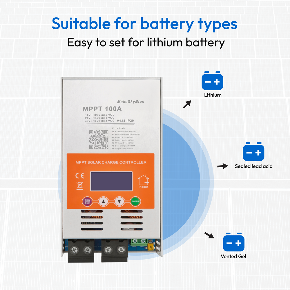 Newest 100A 12V 24V 48V MPPT Solar Charge Controller V124