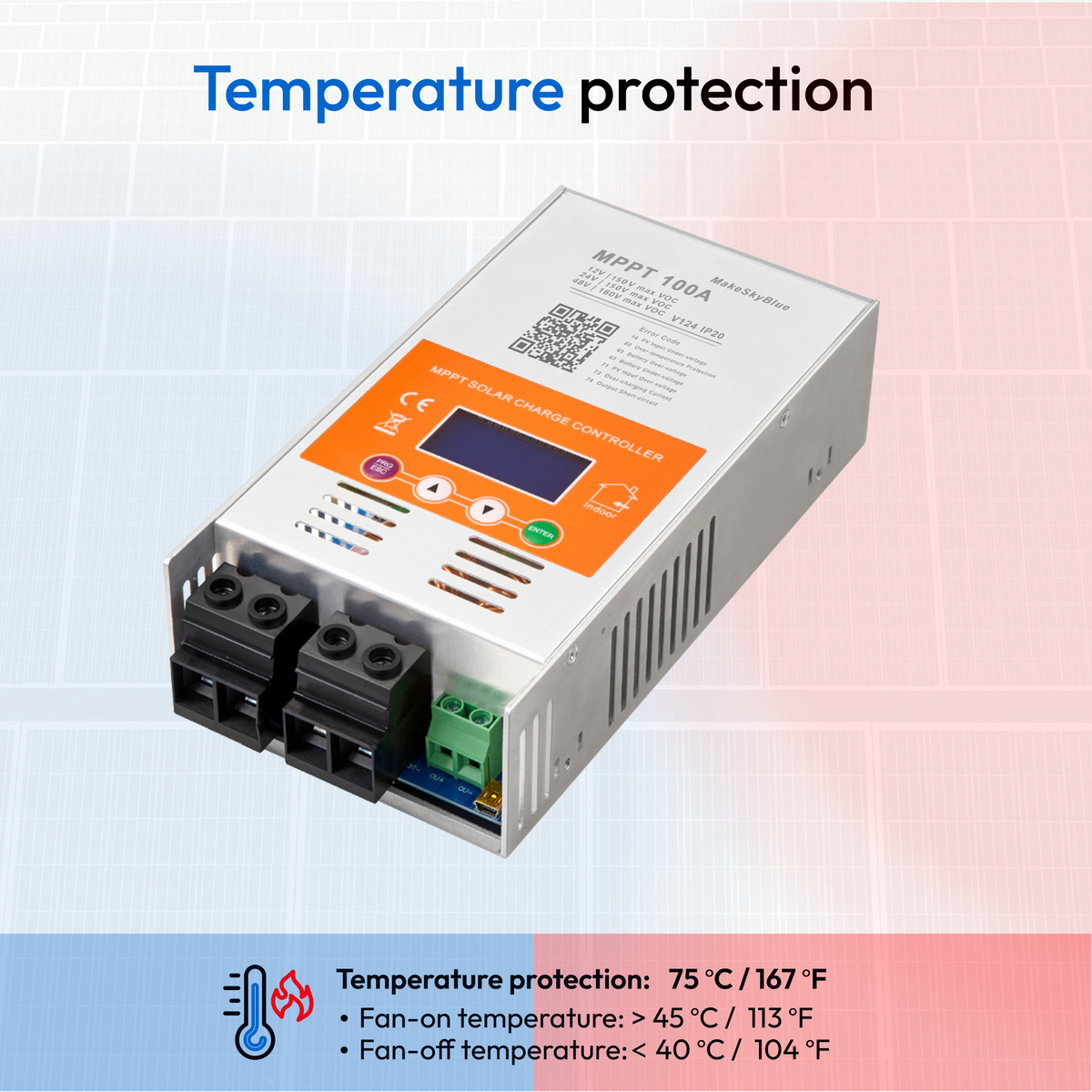 Newest 100A 12V 24V 48V Wifi MPPT Solar Charge Controller V124