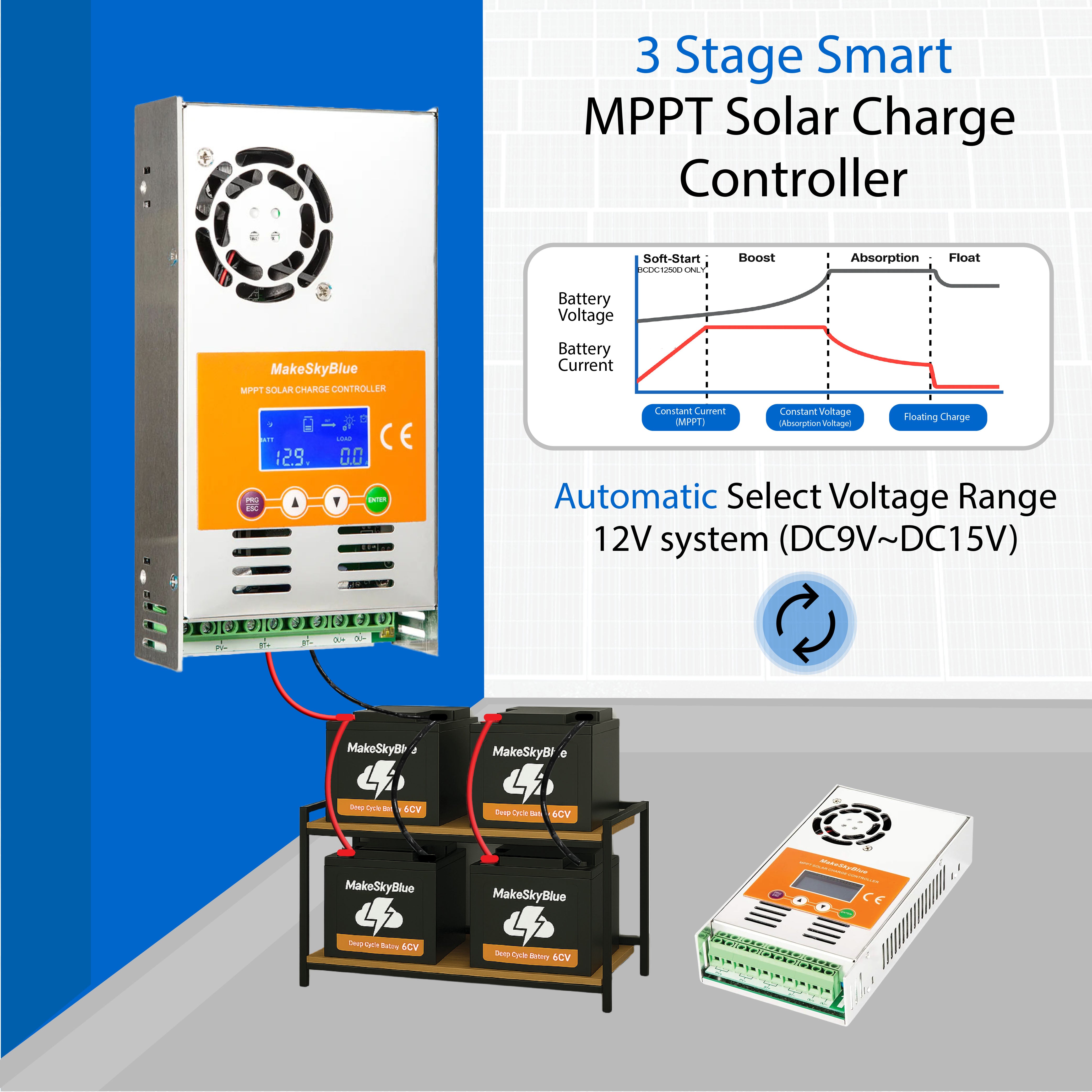 60A 12V Wifi MPPT Solar Charge Controller for 12V Li-NMC and LifePO4  Lithium battery PV Start ON&BMS Activation