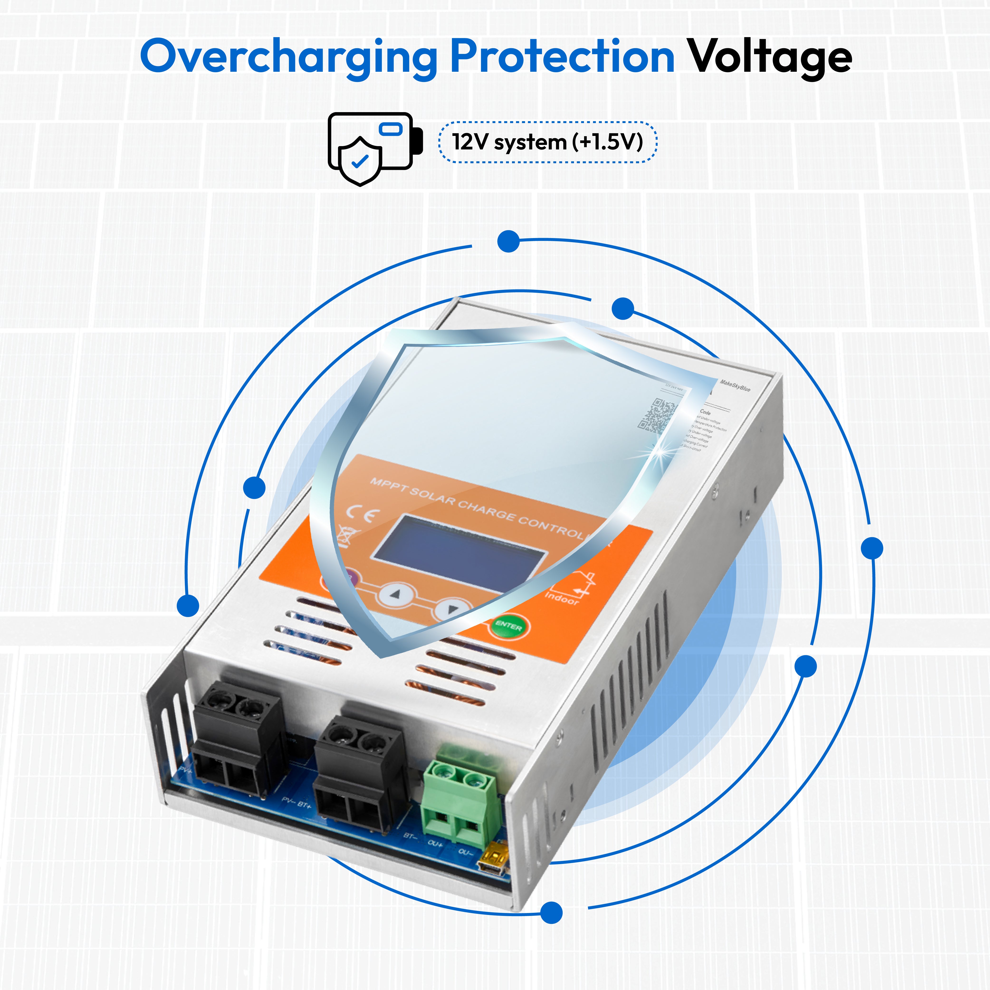 60A 12V MPPT 太阳能充电控制器，带 Wifi，适用于 12V Li-NMC 和 LifePO4 锂电池 PV 启动和 BMS 激活 V121