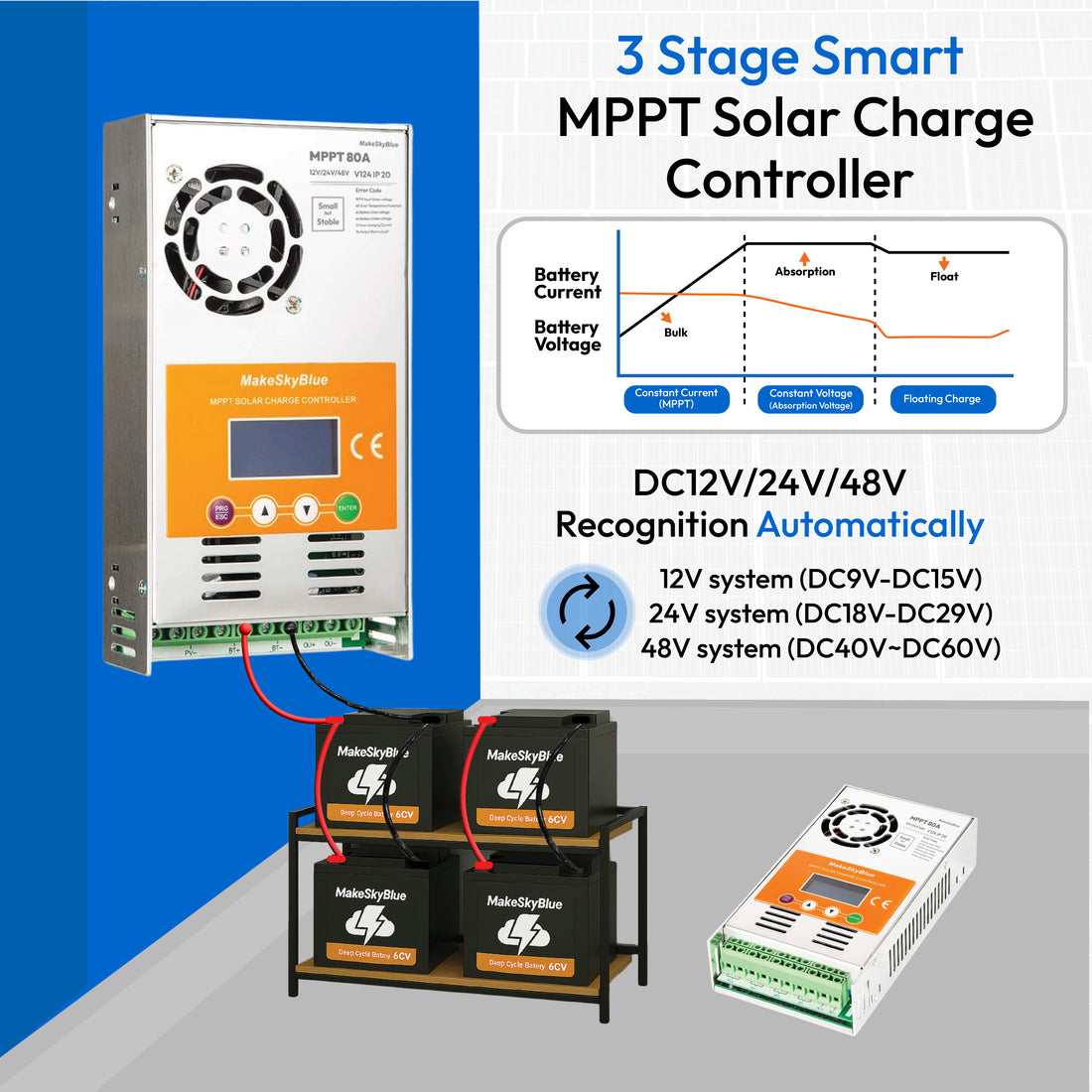 30A 12V 24V 48V Wifi MPPT Solar Charge Controller for Lead-acid Battery