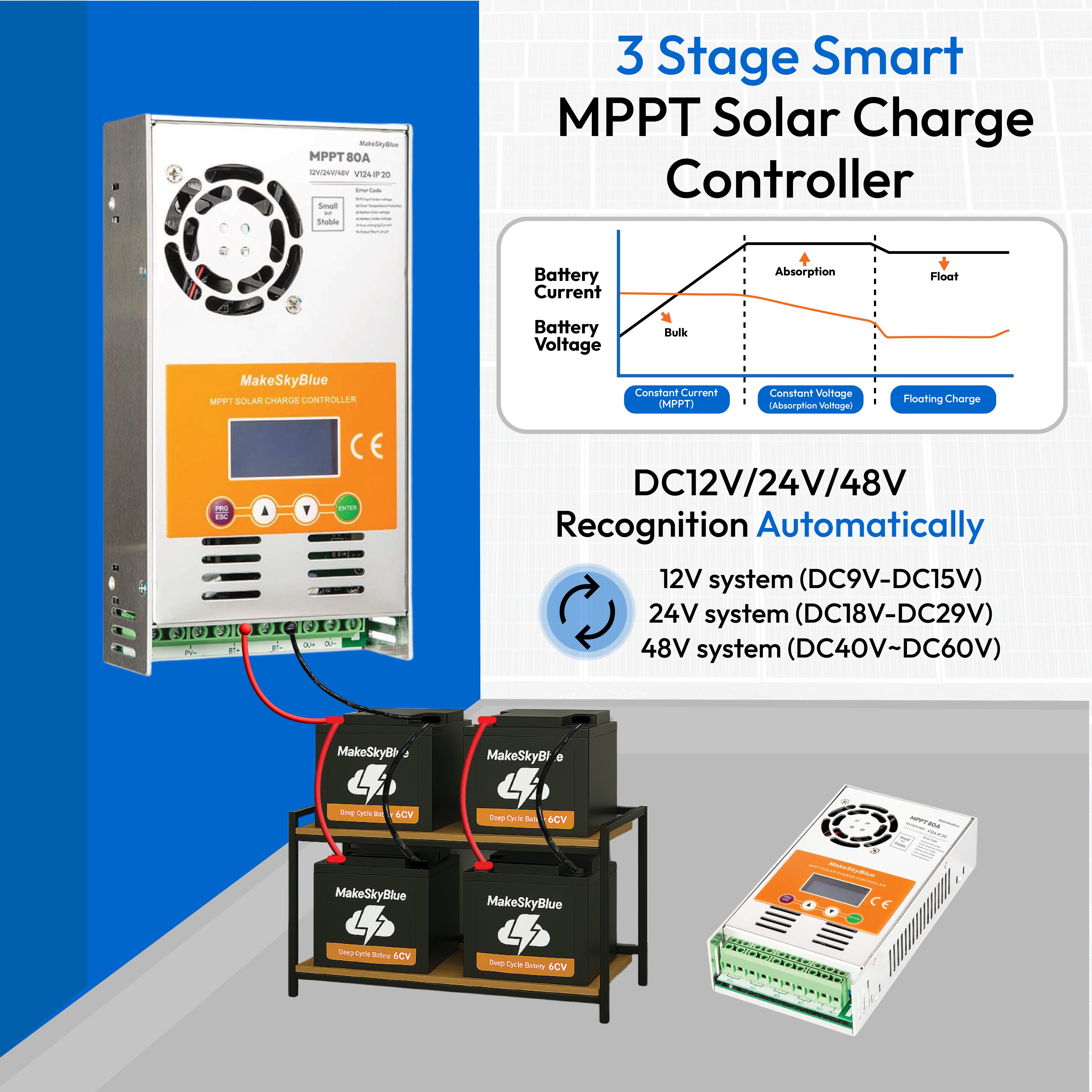 30A 12V 24V 48V Wifi MPPT Solar Charge Controller for Lead-acid Battery