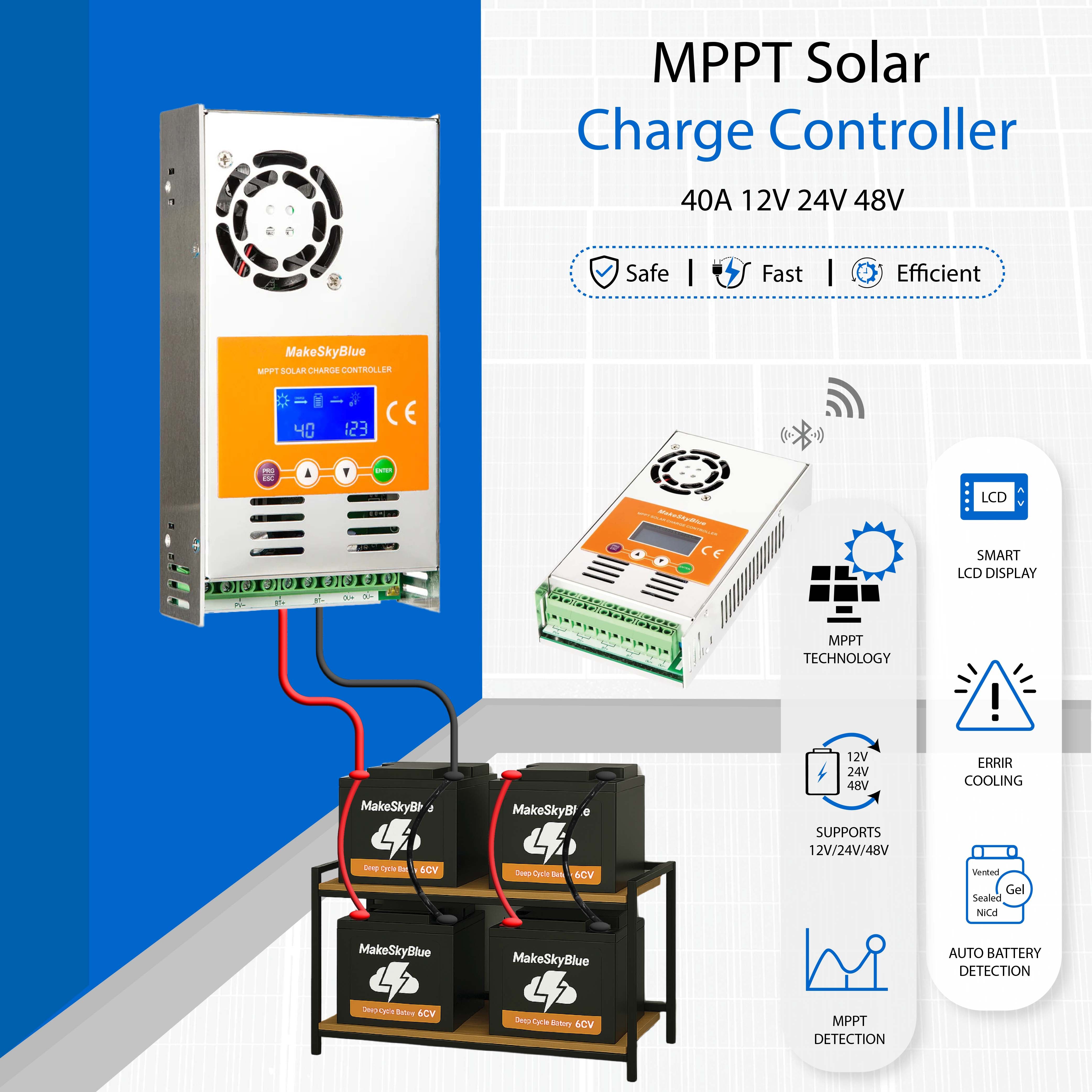 40A MPPT 太阳能充电控制器带WiFi