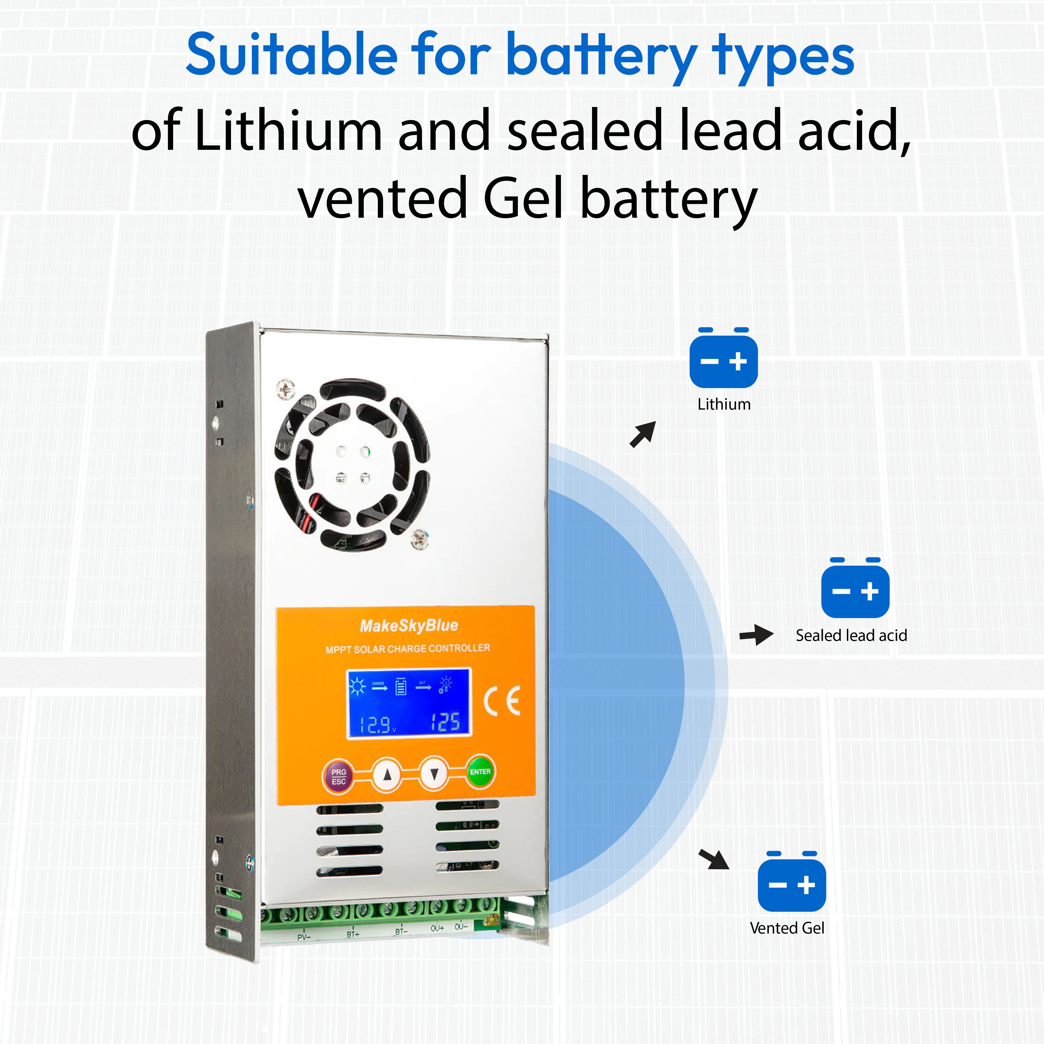60A 12V Wifi MPPT Solar Charge Controller for 12V Li-NMC and LifePO4  Lithium battery PV Start ON&BMS Activation