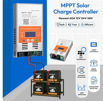 Newest 60A 12V 24V 48V MPPT Solar Charge Controller V124 for Lead-acid battery  or Lithium battery