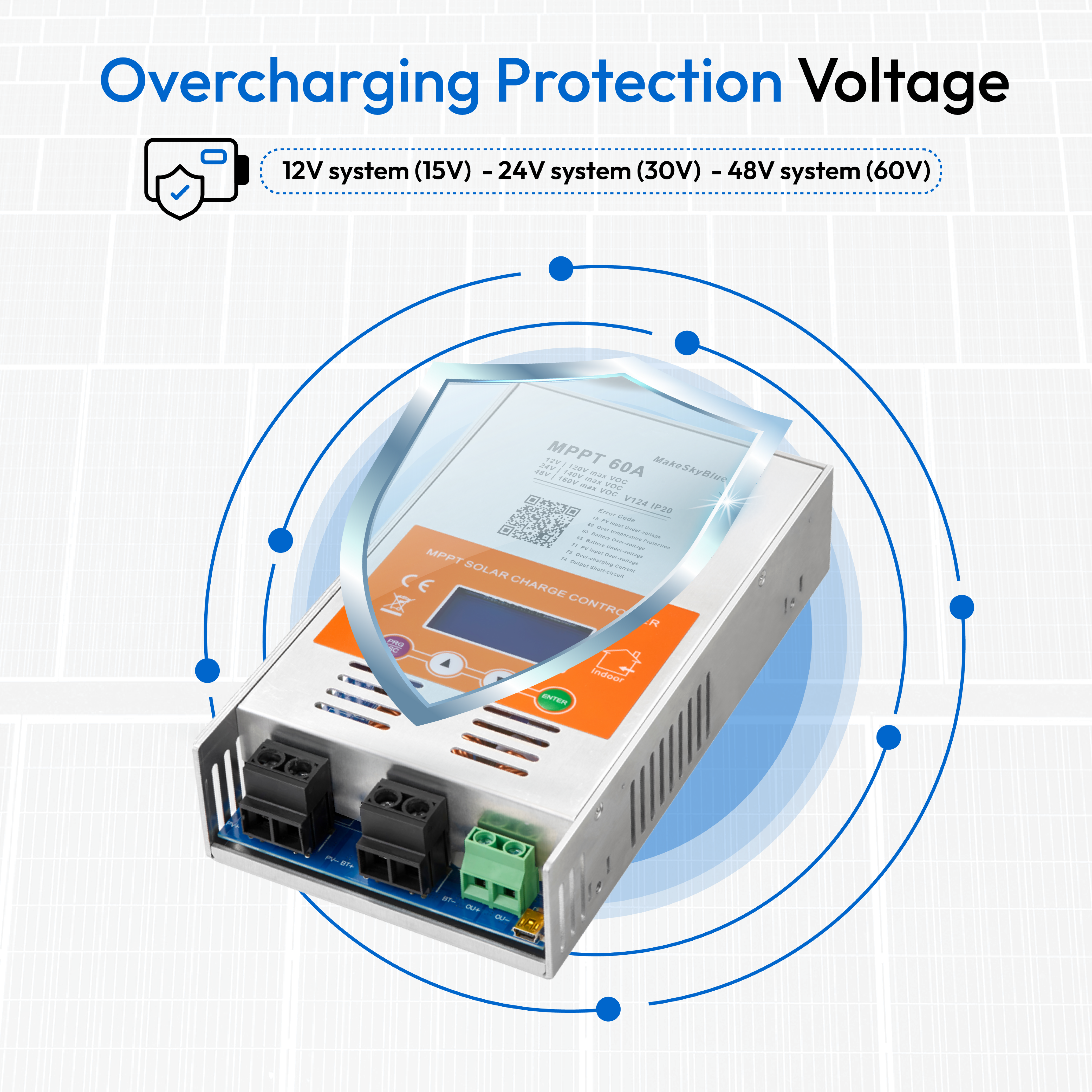 Newest 60A 12V 24V 48V MPPT Solar Charge Controller V124 for Lead-acid battery  or Lithium battery