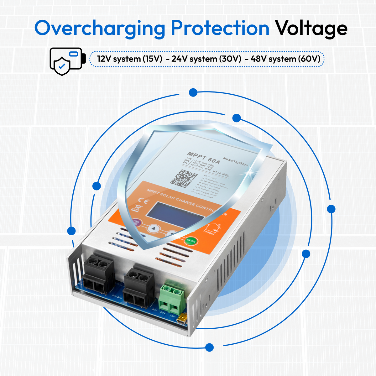 Newest 60A 12V 24V 48V Wifi MPPT Solar Charge Controller V124 for Lead-acid battery  or Lithium battery