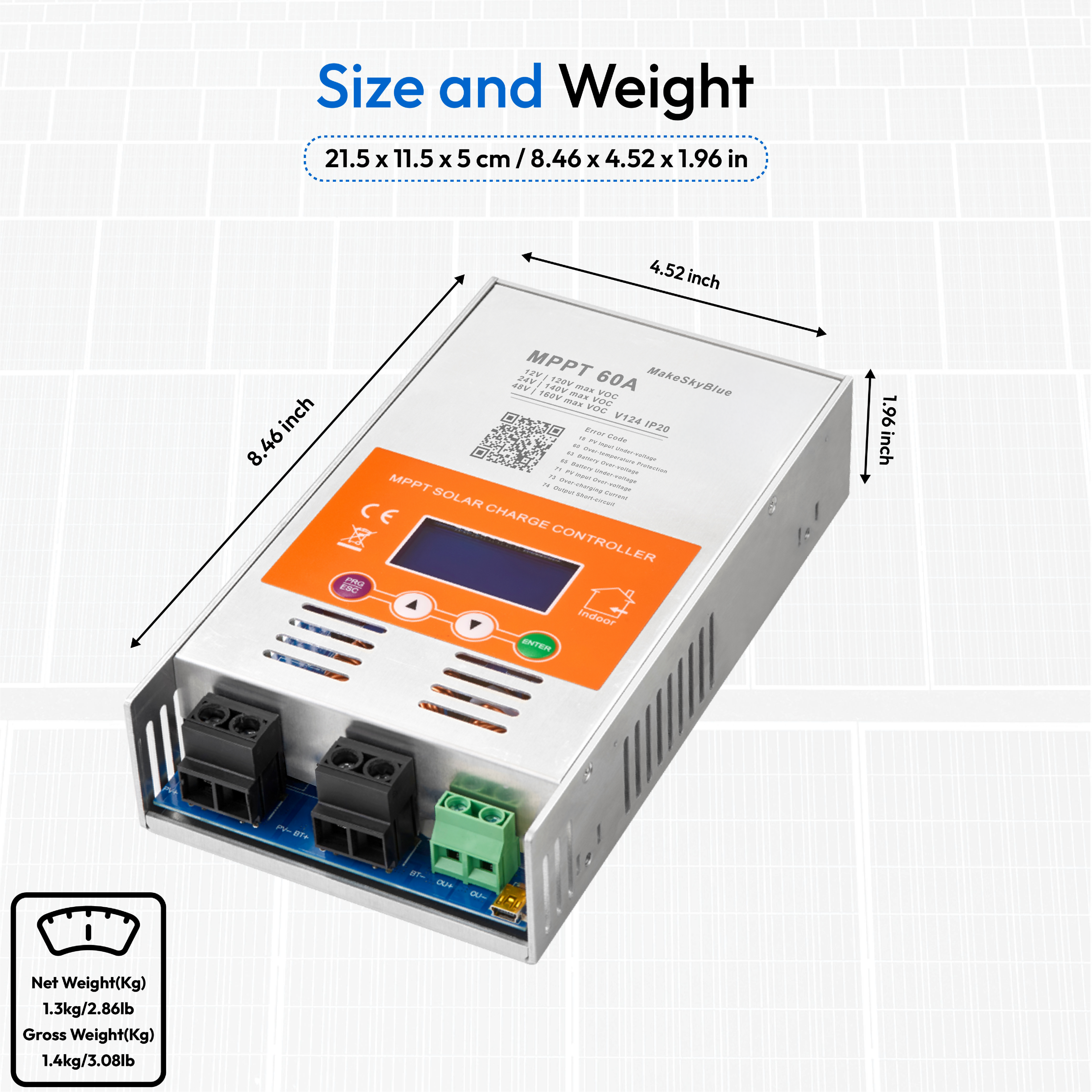 Newest 60A 12V 24V 48V MPPT Solar Charge Controller V124 for Lead-acid battery  or Lithium battery