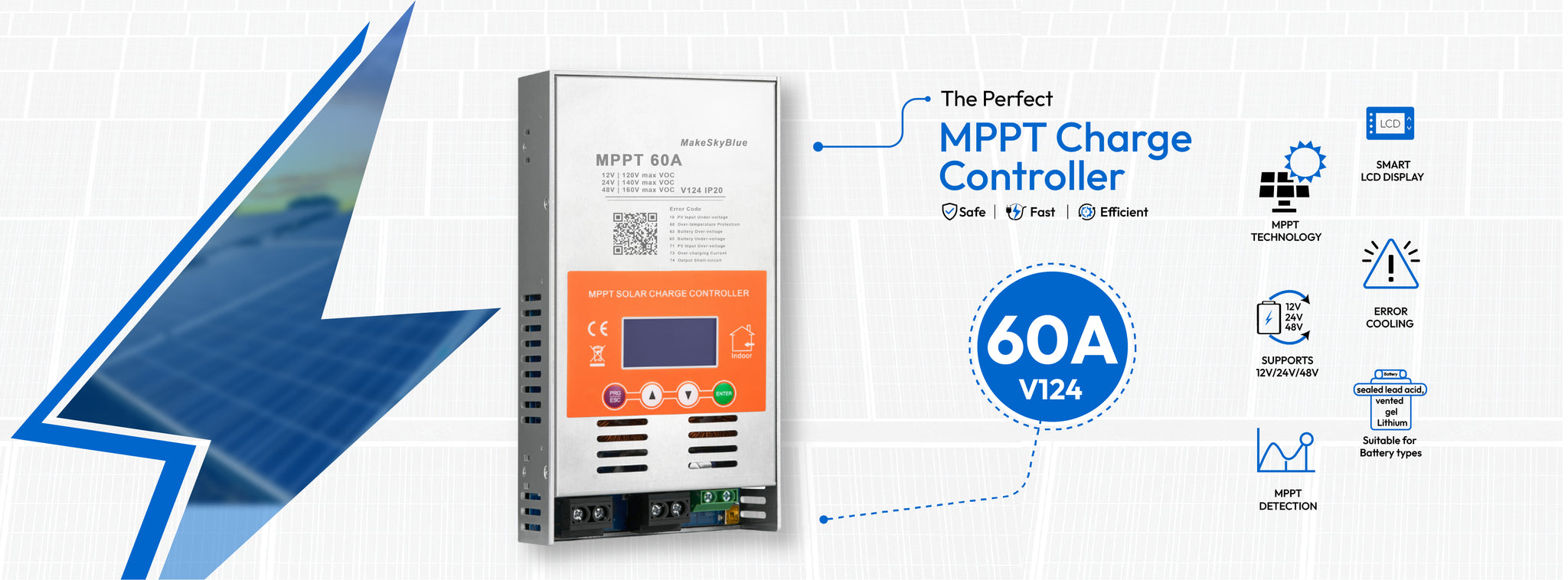 60A 12V Wifi MPPT Solar Charge Controller for 12V Li-NMC and LifePO4  Lithium battery PV Start ON&BMS Activation