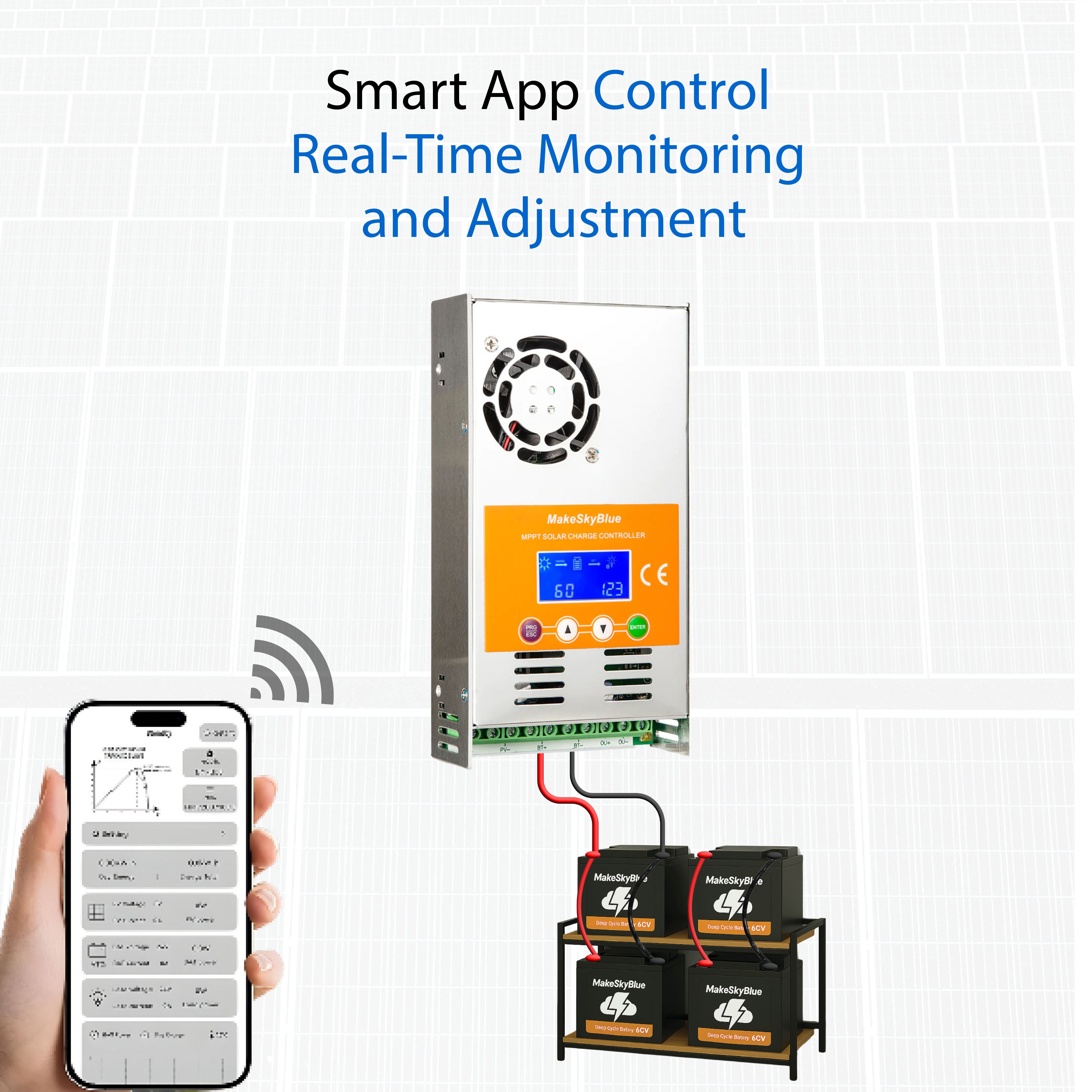 Newest 60A 12V 24V 48V MPPT Solar Charge Controller V123 w/Cloud service for Lead-acid battery