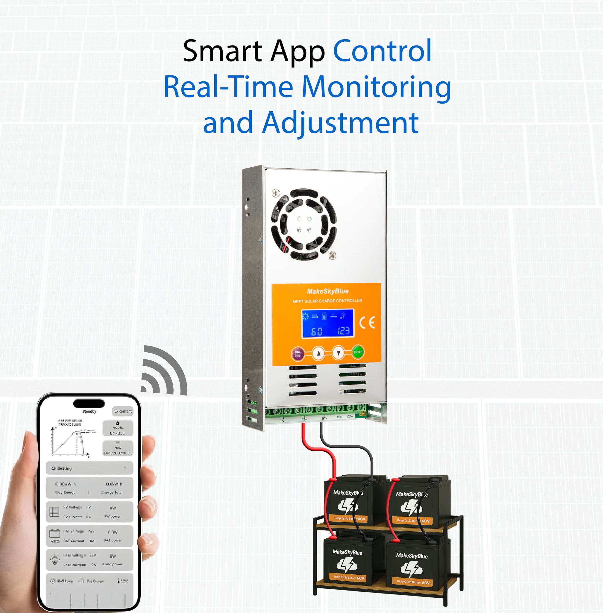 Newest 60A 12V 24V 48V MPPT Solar Charge Controller V123 w/Cloud service for Lead-acid battery