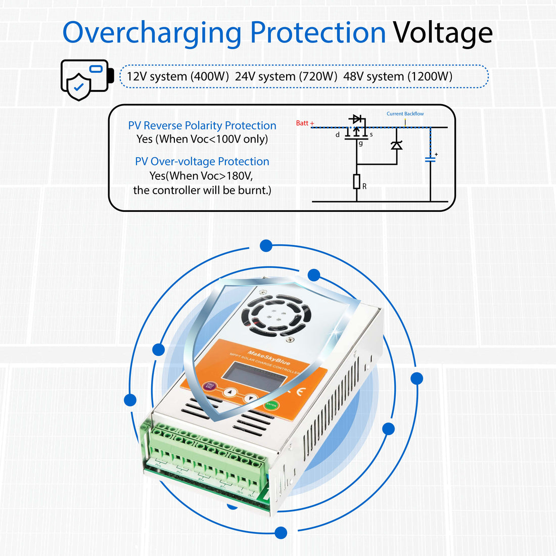 Newest 60A 12V 24V 48V MPPT Solar Charge Controller V123 w/Cloud service for Lead-acid battery
