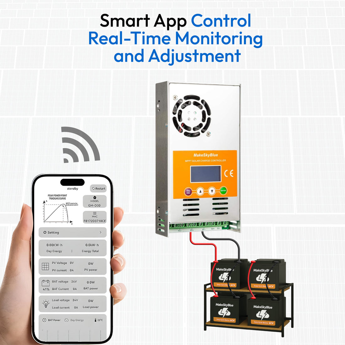 60A 36V Wifi MPPT Solar Charge Controller for 36V Li-NMC and LifePO4  Lithium battery V125 PV Start ON&BMS Activation