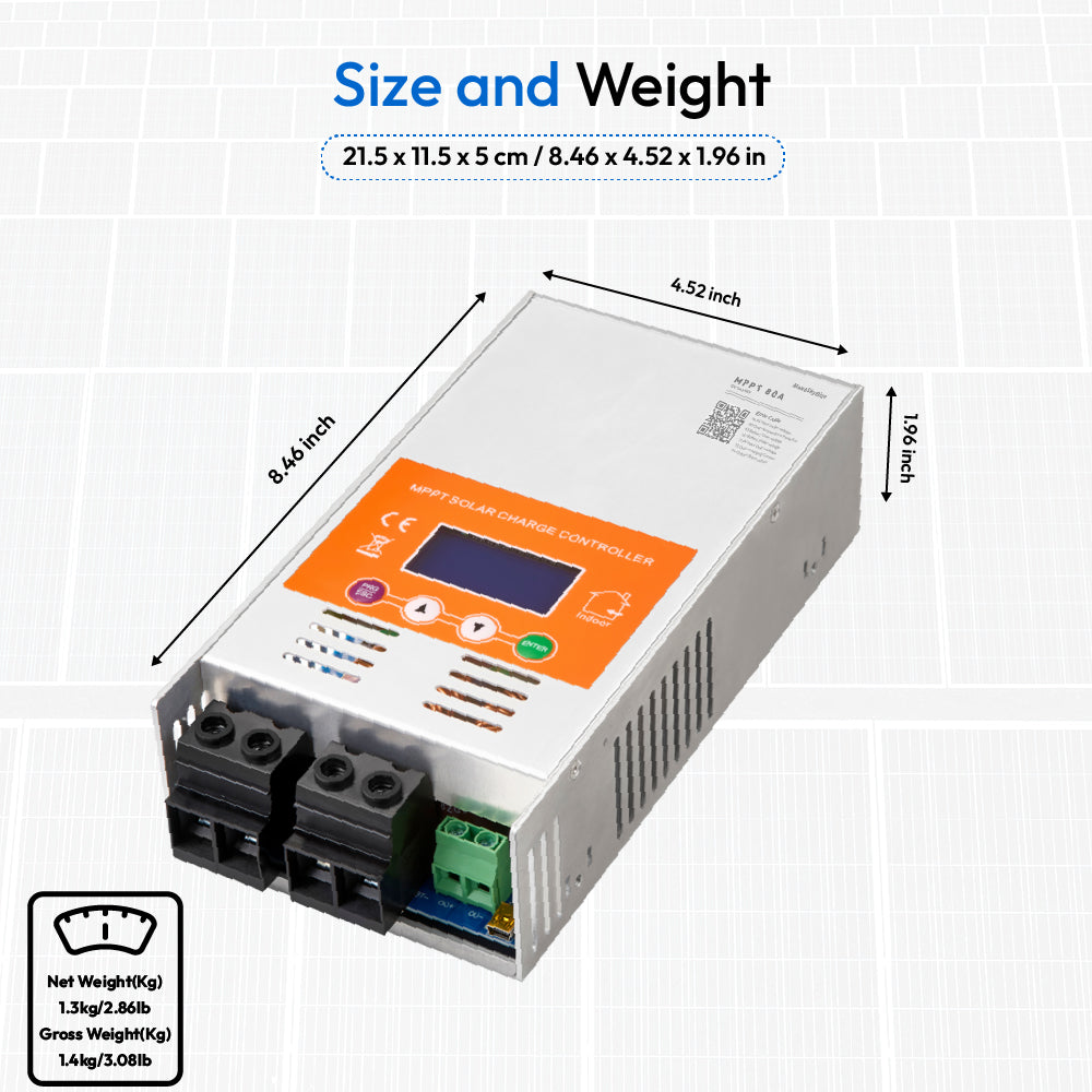 Newest 80A 12V 24V 48V MPPT Solar Charge Controller V124 for Lead-acid battery  or Lithium battery