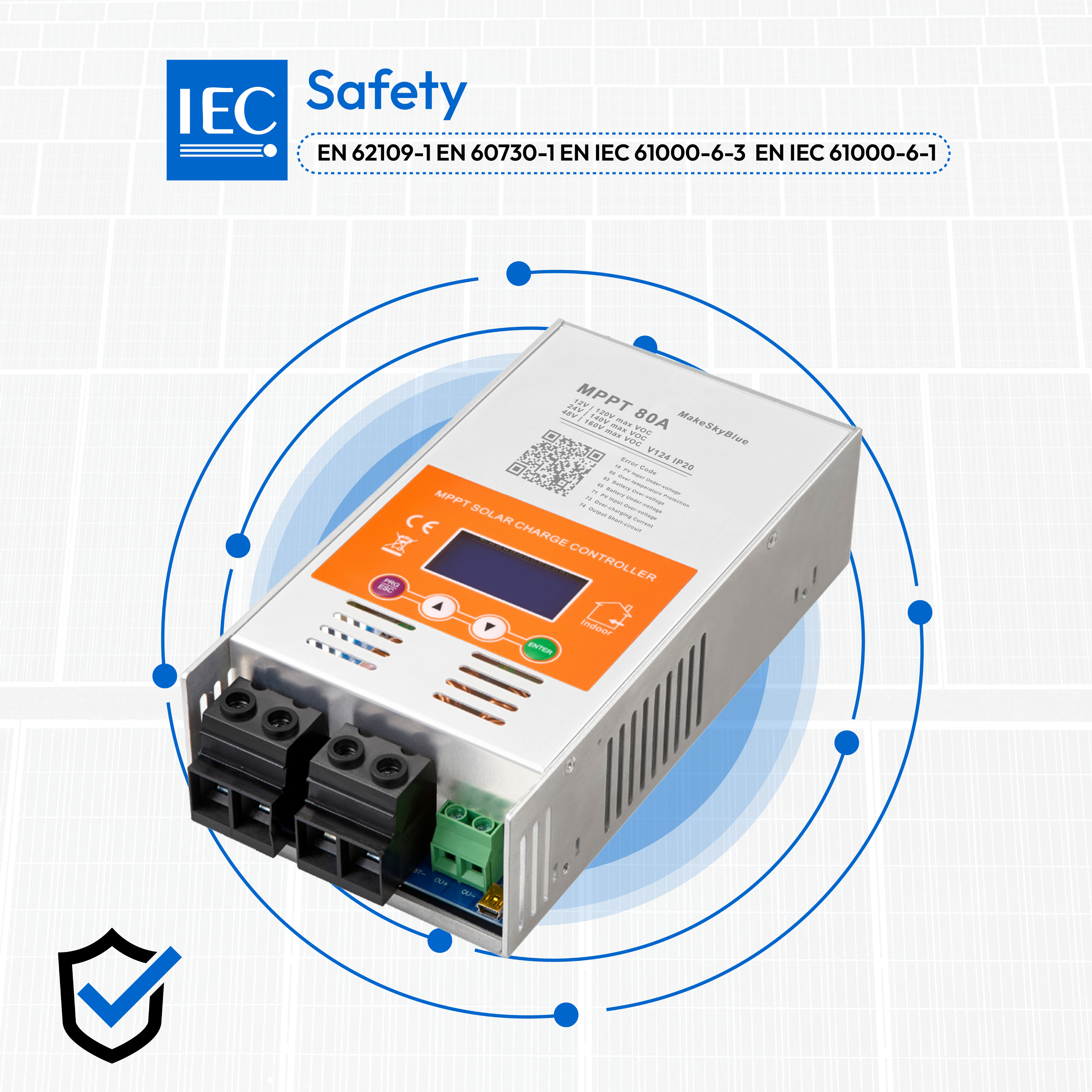 Newest 80A 12V 24V 48V MPPT Solar Charge Controller V124 for Lead-acid battery  or Lithium battery