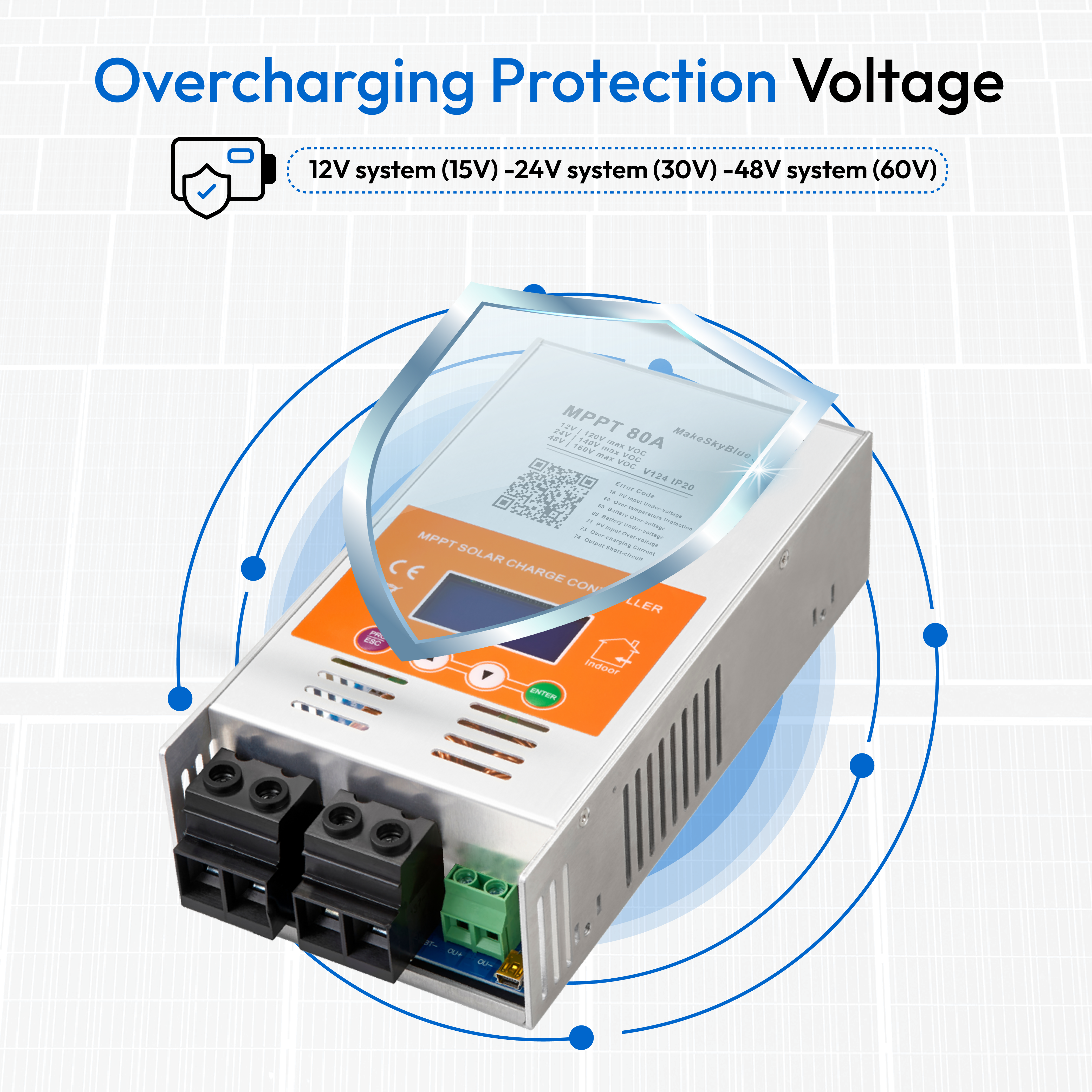 Newest 80A 12V 24V 48V MPPT Solar Charge Controller V124 for Lead-acid battery  or Lithium battery