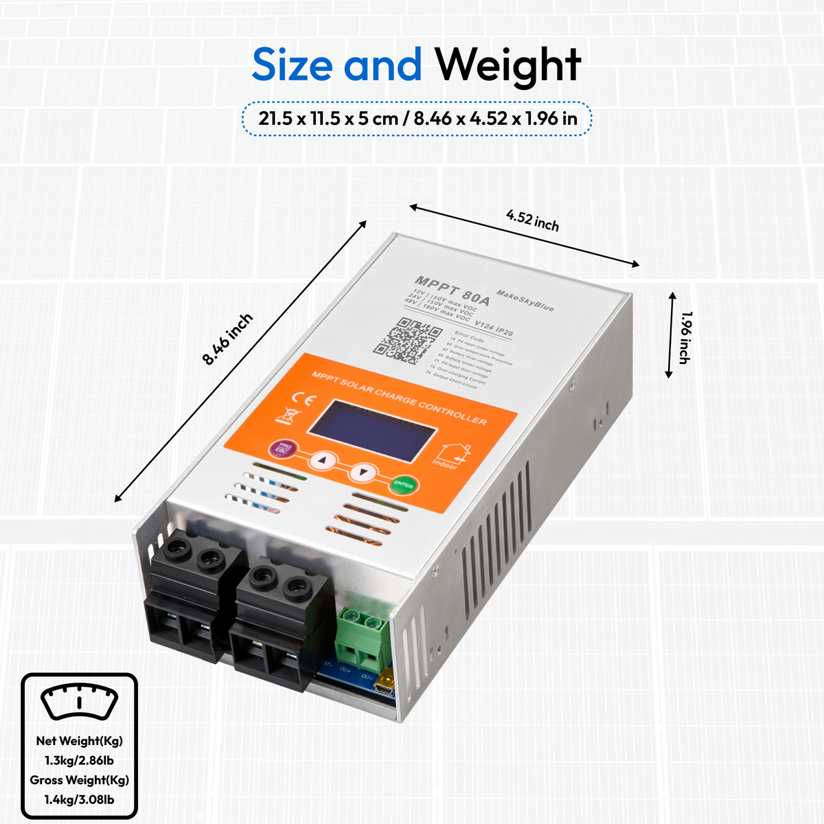 Newest 80A 12V 24V 48V MPPT Solar Charge Controller V124 for Lead-acid battery  or Lithium battery