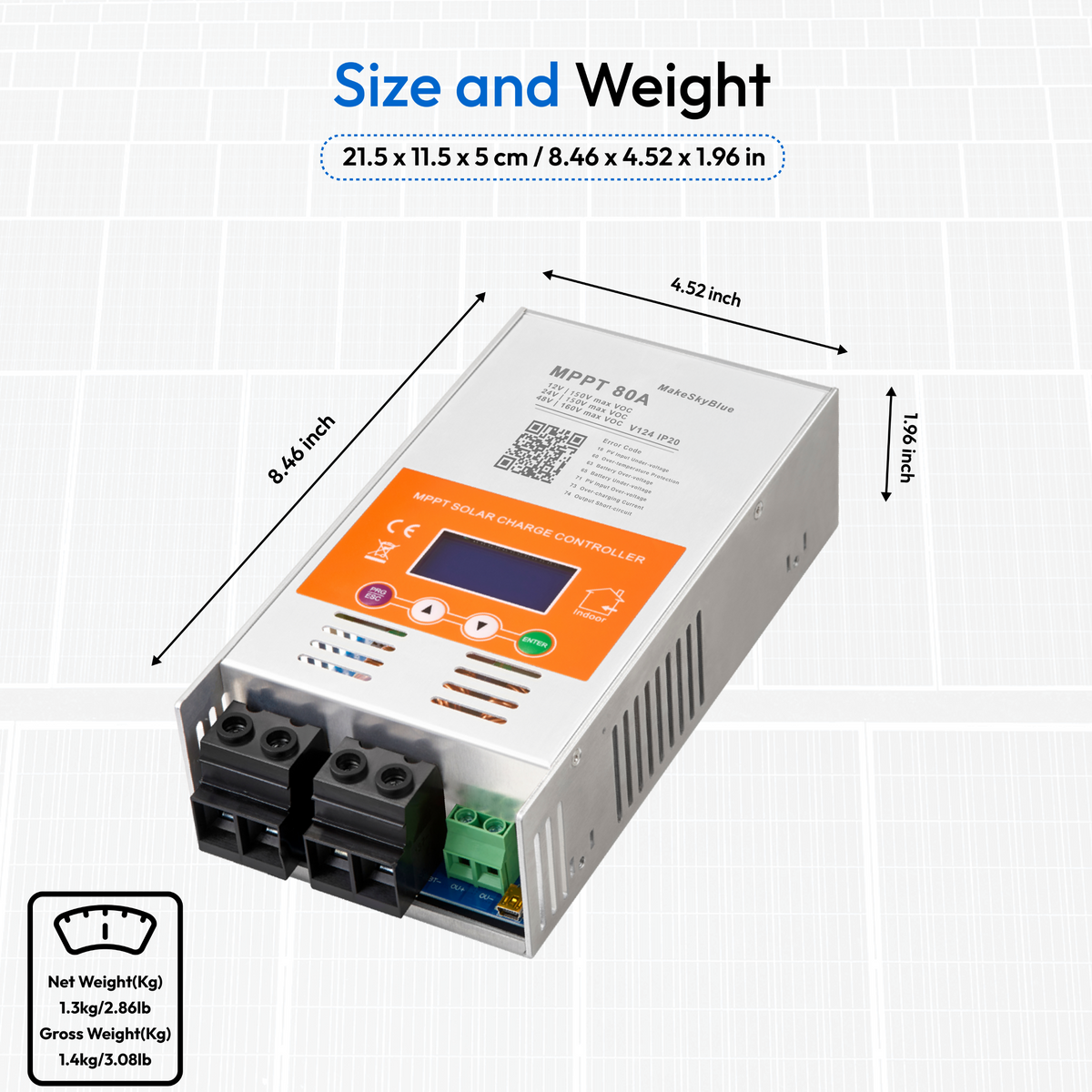 Newest 80A 12V 24V 48V Wifi MPPT Solar Charge Controller V124 for Lead-acid battery  or Lithium battery