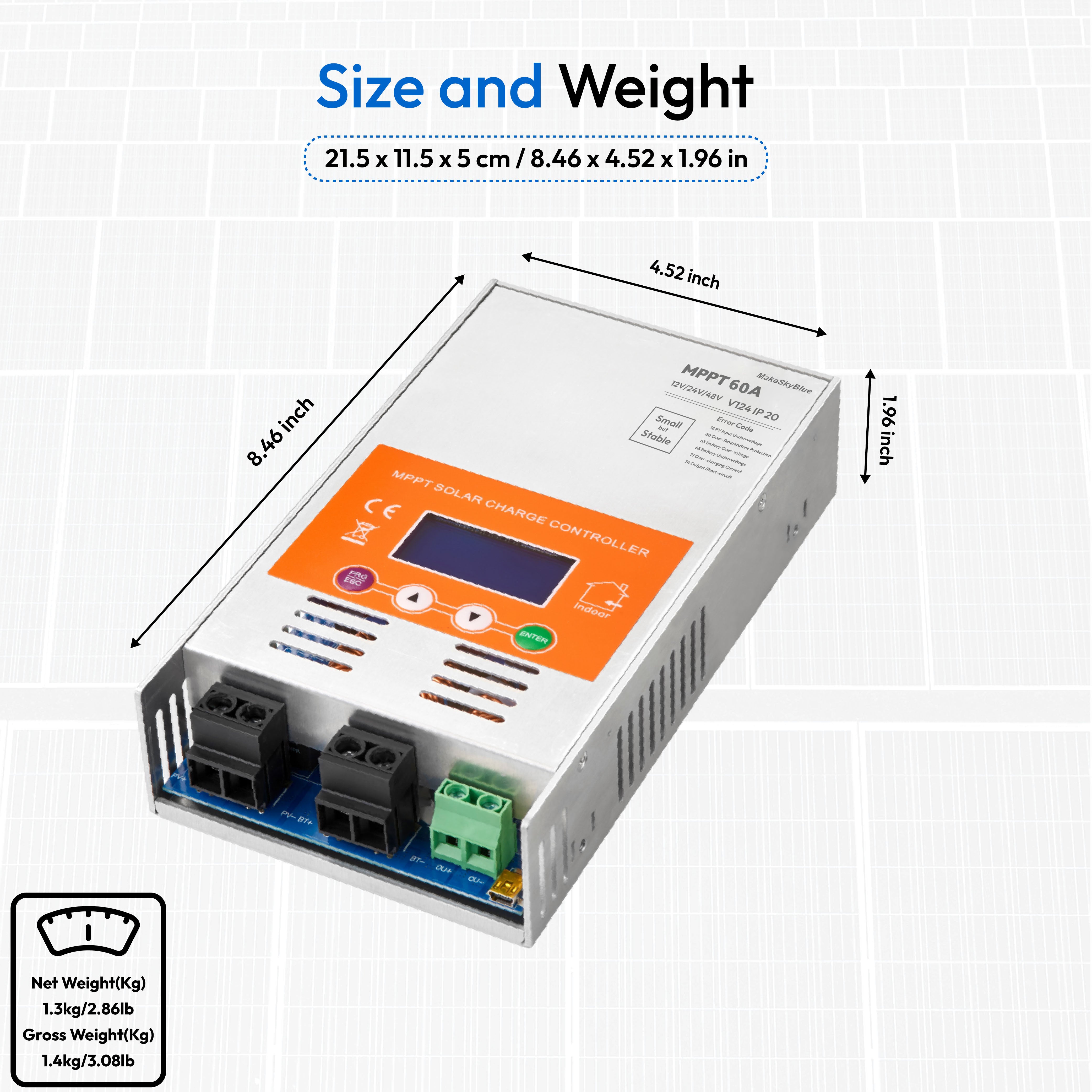 Newest 60A 12V 24V 48V MPPT Solar Charge Controller V124 for Lead-acid battery  or Lithium battery