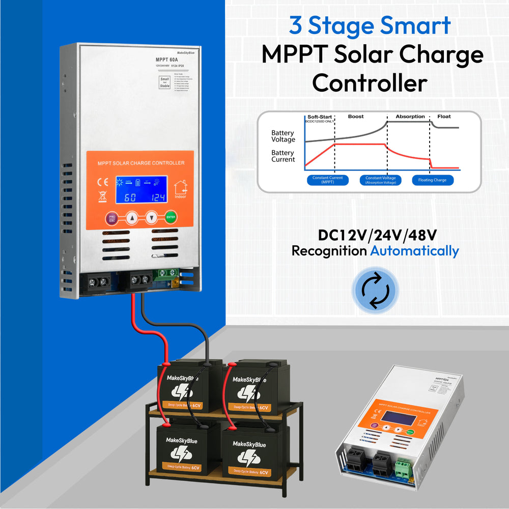 60A 48V Wifi MPPT Solar Charge Controller for 48V Li-NMC and LifePO4 Lithium battery V125 PV Start ON&BMS Activation